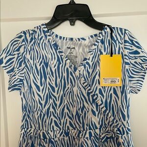 Blue and White Print Dress